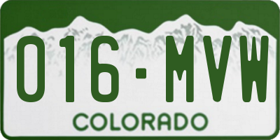 CO license plate 016MVW
