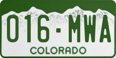 CO license plate 016MWA