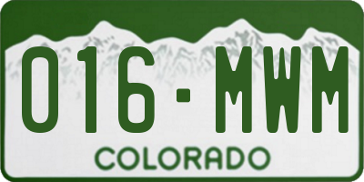 CO license plate 016MWM