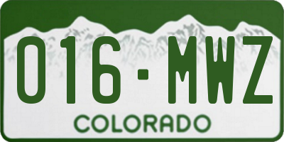 CO license plate 016MWZ