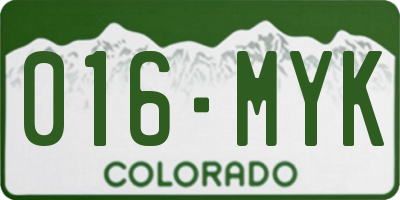 CO license plate 016MYK