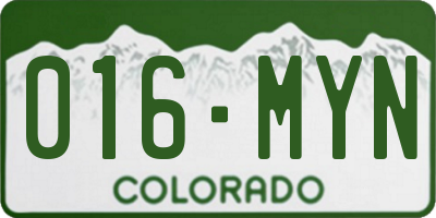 CO license plate 016MYN
