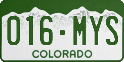CO license plate 016MYS