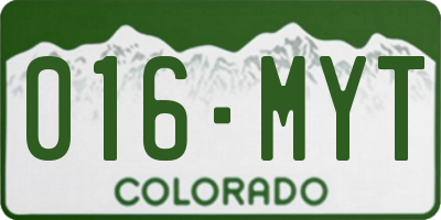 CO license plate 016MYT