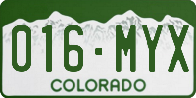 CO license plate 016MYX