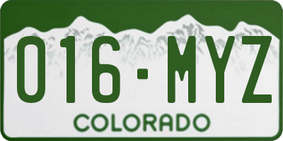 CO license plate 016MYZ