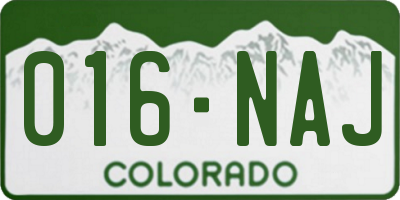 CO license plate 016NAJ
