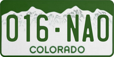 CO license plate 016NAO