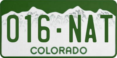 CO license plate 016NAT