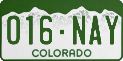 CO license plate 016NAY