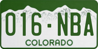 CO license plate 016NBA