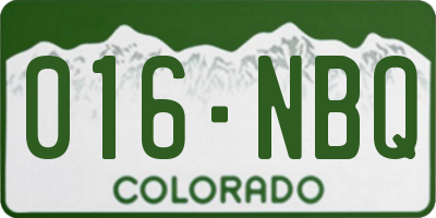 CO license plate 016NBQ