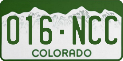 CO license plate 016NCC