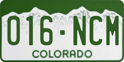 CO license plate 016NCM