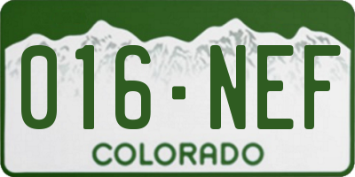 CO license plate 016NEF