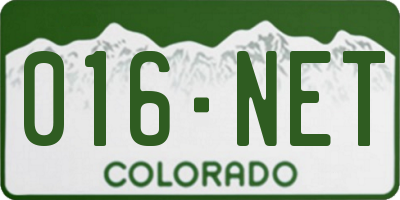 CO license plate 016NET