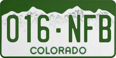 CO license plate 016NFB