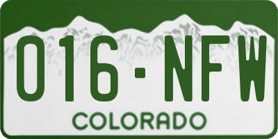 CO license plate 016NFW