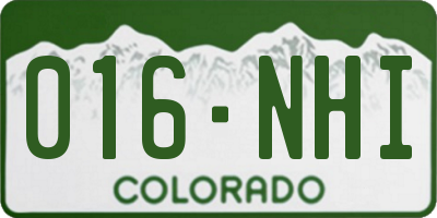 CO license plate 016NHI