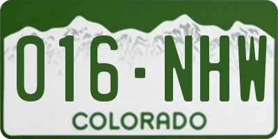 CO license plate 016NHW