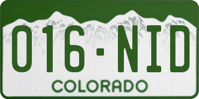 CO license plate 016NID