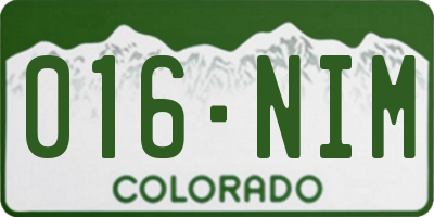 CO license plate 016NIM