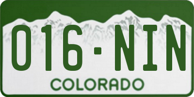 CO license plate 016NIN