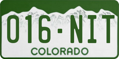 CO license plate 016NIT