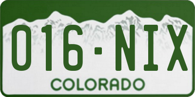 CO license plate 016NIX