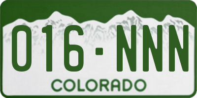CO license plate 016NNN