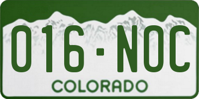 CO license plate 016NOC