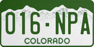 CO license plate 016NPA