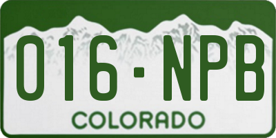 CO license plate 016NPB