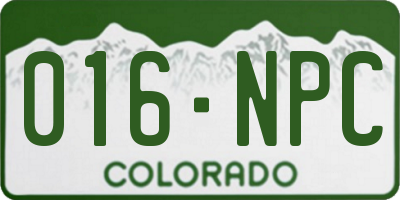 CO license plate 016NPC