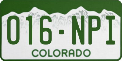 CO license plate 016NPI