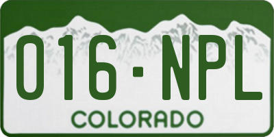 CO license plate 016NPL