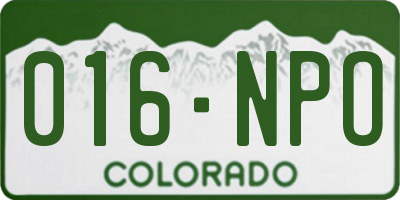 CO license plate 016NPO