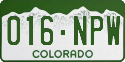 CO license plate 016NPW
