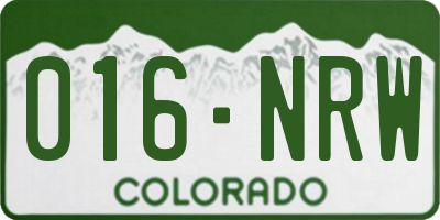 CO license plate 016NRW