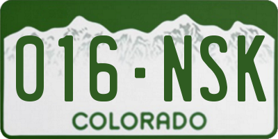CO license plate 016NSK