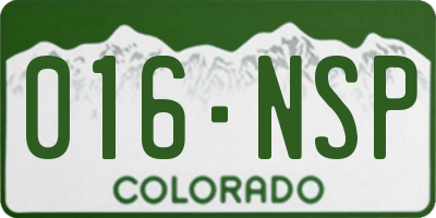 CO license plate 016NSP