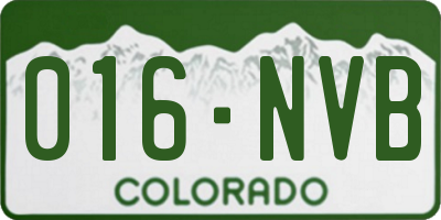 CO license plate 016NVB