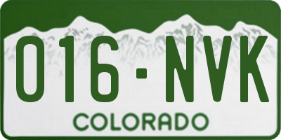 CO license plate 016NVK