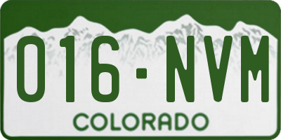 CO license plate 016NVM