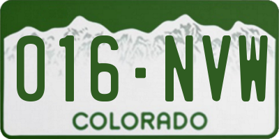 CO license plate 016NVW