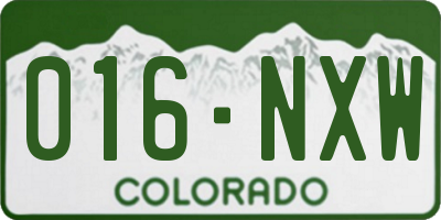 CO license plate 016NXW