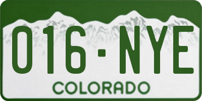 CO license plate 016NYE