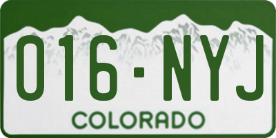 CO license plate 016NYJ