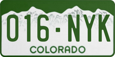 CO license plate 016NYK