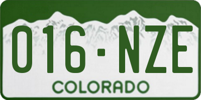 CO license plate 016NZE